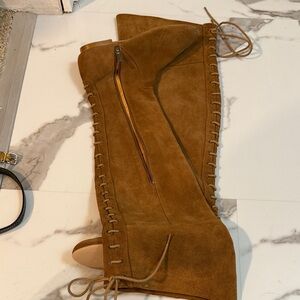 Colin Stuart Tan Suede Over the Knee Boots